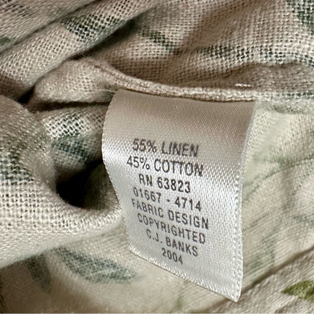Leaf Patterned Beige Lightweight Jacket Linen Cot… - image 7
